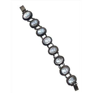 Giuliano Fratti Milan Vintage 800 Silver Cameo Bracelet signed GM Estate Jewelry
